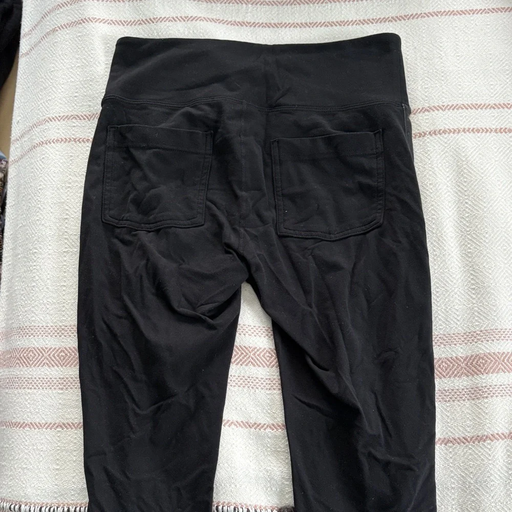 Athleta Black Leggings with Faux Leather Accents - Picture 3 of 3